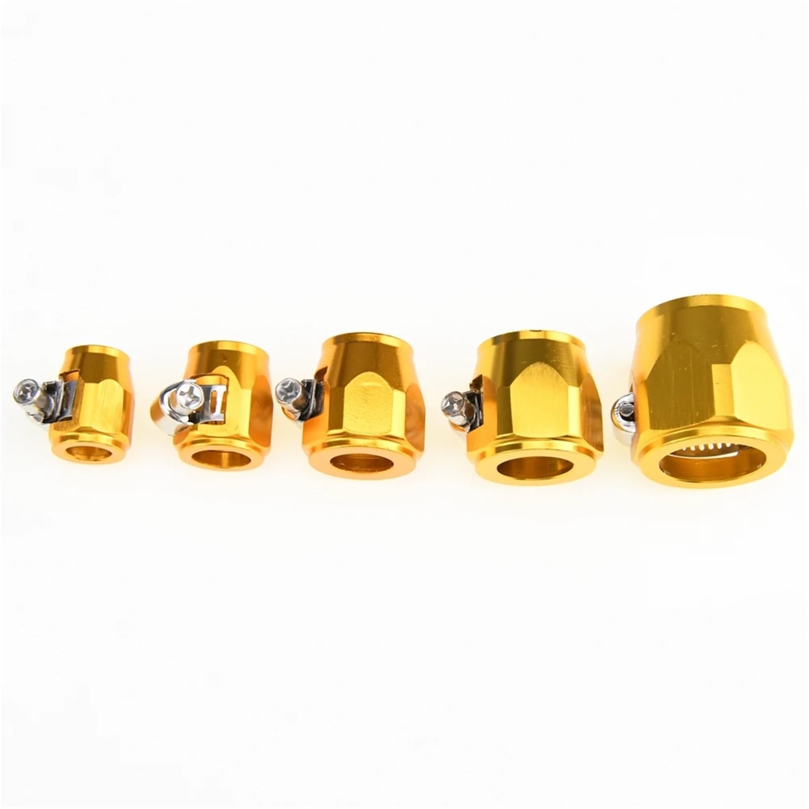 Lot de 10 colliers de serrage en aluminium AN4/AN6/AN8/AN10/AN12 - Pour une installation propre - Doré