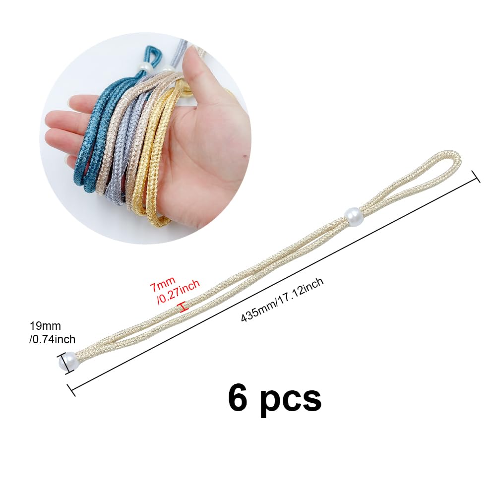 UMCHU 6 Pieces Braided Curtain Tie Rope Belt, Beaded Curtain Holdbacks 40cm, for Living Room Bedroom, Cafe (Champagne) - Image 2