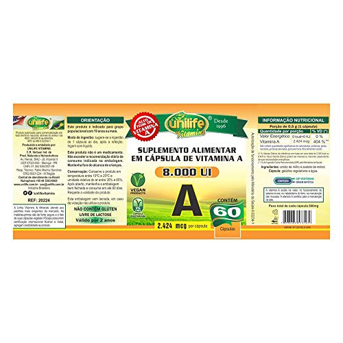 Vitamina A 500 mg 60 capsulas Uilife