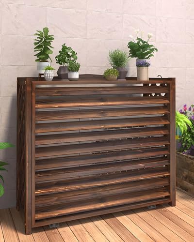 Klimaanlagen Abdeckung Holz Outdoor-Dampfheizkörperabdeckungen Jalousien Sichtschutzzaun Zum Verstecken Von Klimaanlagen, Aufhängbares Seitengitter...