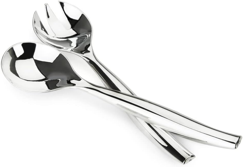 Serving Spoon and Fork Set - 72 Count - Silver Plastic - for Buffets, Catering and Entertaining