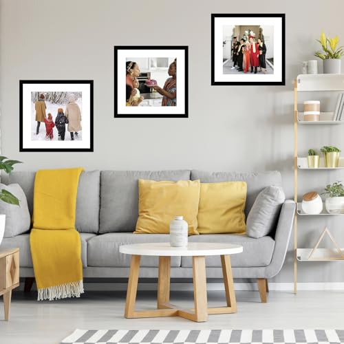 Image of JCJMY 18x18 Picture Frame Black with 14x14 Mat, Display Photo 14x14 with Mat or 18 x 18 Without Mat, Wall Hanging Large 18x18 Poster Frame with Shatter Resistant Plexiglass, Black