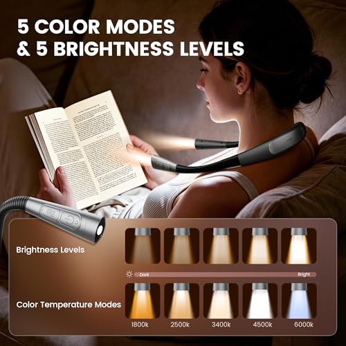 Image of Glocusent Upgraded Neck Light,100Hrs Slimmer Reading Light for Books in Bed