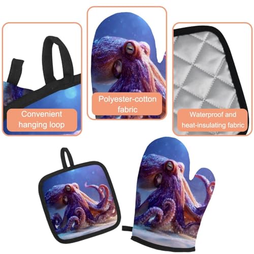 Gants de four pieuvre résistant chaleur manique textile maison