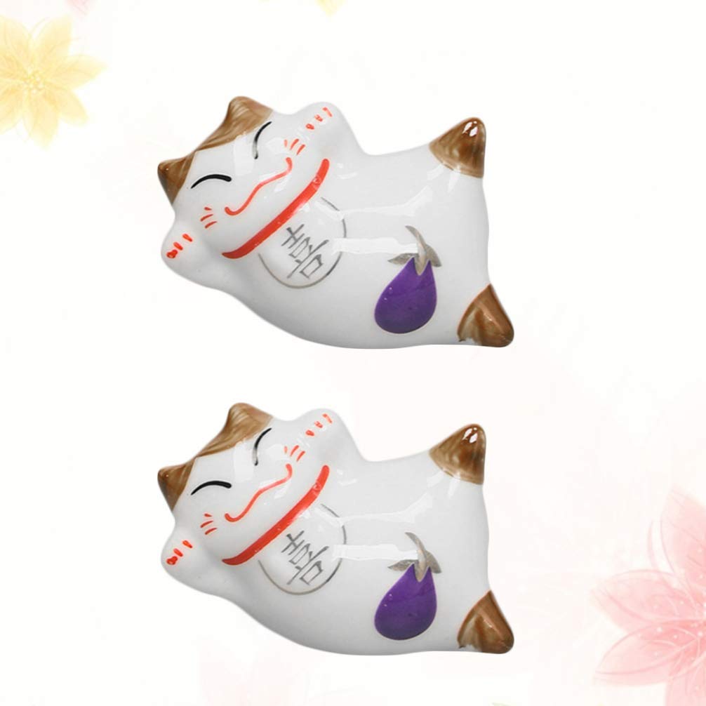 Repose-Baguettes, Support pour Baguettes de Restaurant, Motif Chat Porte-Bonheur Mignon, en céramique, de Style Japonais, pour fourchettes, cuillères, Couteaux et pinceaux (Lot de 6).