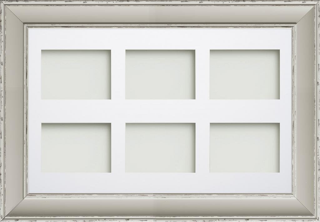 Frame Company Brooke Range 16 x 12 Inches Moonstone Grey Picture Photo Frame with White 2 Aperture Mount for Image Size 8 x 6 Inches, Portrait