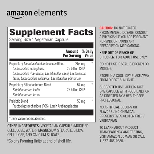 Image of Amazon Basics One Daily Women's Probiotic, Support Urinary Tract and Vaginal Health, 50 Billion CFU (7 strains), Lactobaccilus and Bifidobacteria blend, 30 Capsules (Previously Amazon Elements)