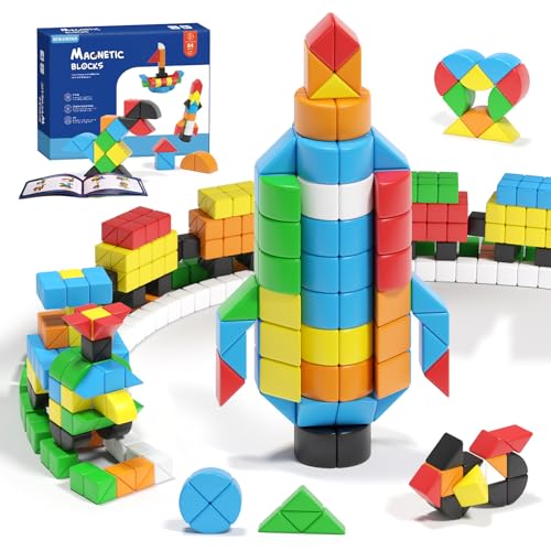 Image of Hiwawind 84pcs Magnetic Blocks,Toys for 3 Year Old Boys & Girls, Sensory Toys for Kids with Autism, STEM Preschool Montessori Toys for Toddlers 3-5, Christmas Toys Birthday Gifts for Grandkids