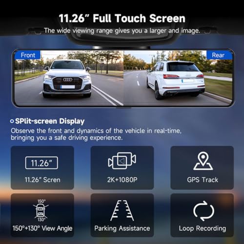 XRC TECH Carro traço cam 2k + 1080p Espelho Retrovisor com gps carro dvr câmera traseira wdr visão n
