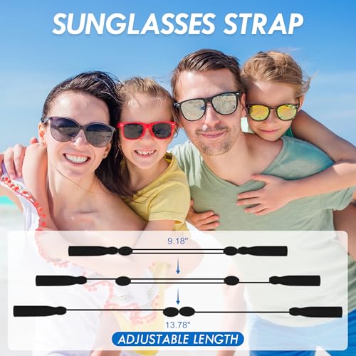 Edifeel [3 Pack] Glasses Strap, Adjustable, Anti-Slip Sunglasses Strap for Sports, No Tail Glasses Holder Cord, with Steel Wire Cable Eyewear Retainer (Black) - Thumbnail 4