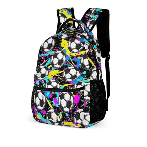 Soccer Backpack for Kids Girls Boys School, 16 Inches Cool Soccer Theme Bookbag, Adjustable, Lightweight, Large Capacity2