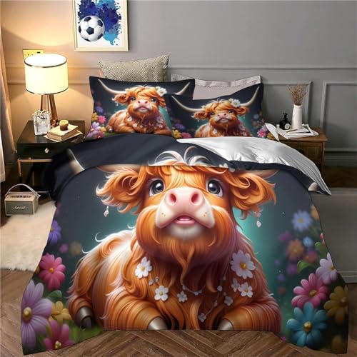 Housse de couette 260x220 chat dessin animé parure de lit confortable 3D