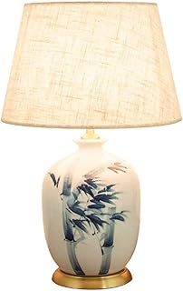 GZQDX Cerámica lámpara de Mesa Moderna Nueva Cobre China de cerámica Pintado a Mano lámpara de Mesa de bambú decoración del Hotel Sala de Estar Estudio Dormitorio lámpara de cabecera 1036