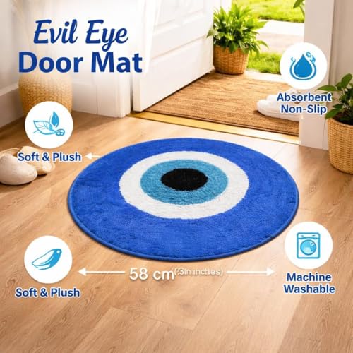 Image of Adequate Superb Soft Evil Eye Door mat Combo Set (2in1), Microfiber| Floor mat| Doormat for Home Entrance| Bathroom| Bedroom| Living Room| Kitchen| Pooja Room| Door mat Combo Pack| Rug| mat for Hall
