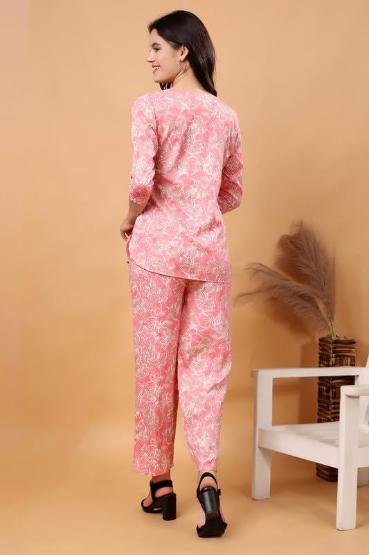 Image of London Hills Women Printed Kurta with Pant Salwar Suit Set || Plazo Kurti Cotton Set
