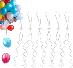 FANTESI Ballonbänder 100 Stück - Helium Ballonverschlüsse Mit Weißen Schnüren