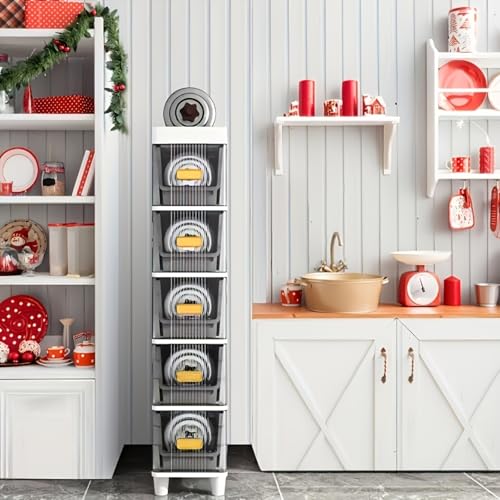 Image of LDQ Slim Storage Cabinet with Drawers - Durable Waterproof PP Organizer for Bathroom /Kitchen /Health - Small Spaces, Snacks, Display & Retail-3Layers