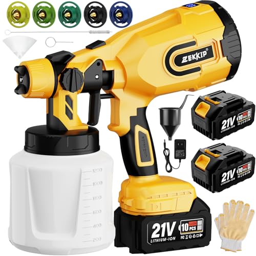 Zekkip Cordless Paint Sprayer Gun with Battery with 2 of 4000mAh