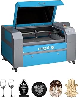 OMTech 90W CO2 Laser Engraver, 500x700 mm Laser Engraving Machine with Exhaust Fan Digital Control Panel and Caster Wheels, Commercial Laser Cutter Cutting Etching Machine (with Forklift Unloading)