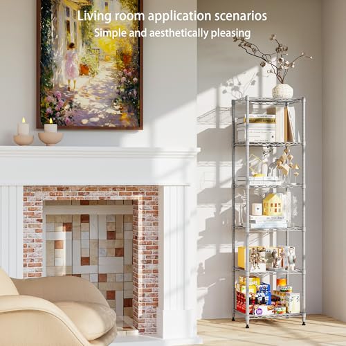 Image of REGILLER 6 Wire Shelving Steel Storage Rack Adjustable Unit Shelves for Laundry Bathroom Kitchen Pantry Closet (16.7L x 11.9W x 64H, Silver)