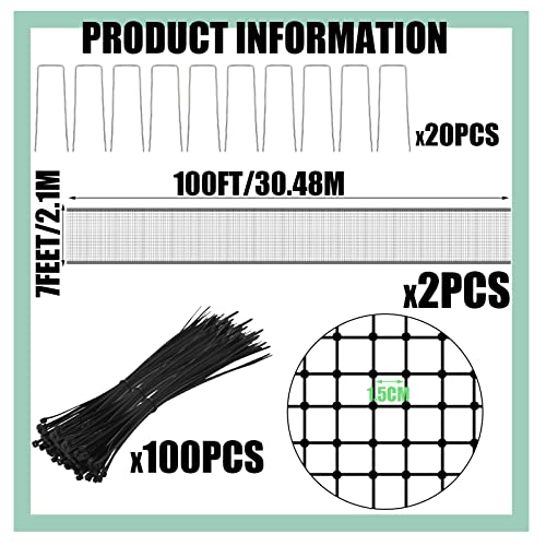 2 Pcs Deer Fence Netting 7 X 100 Feet Bird Netting For Garden Anti Bird Deer Protection Net Heavy Duty Protective Garden Netting For Fruit Trees Plants Vegetables Against Deer Birds And Other Animals #TOP1