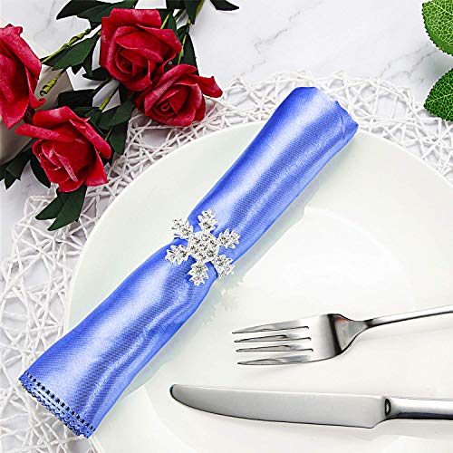 LogHog Bling Christmas Snowflake Napkin Rings Set of 6,Silver Rhinestone Napkin Buckles Rings,Ideal Table Setting Decor for Christmas Wedding Parties Holiday. (Silver Snowflake)