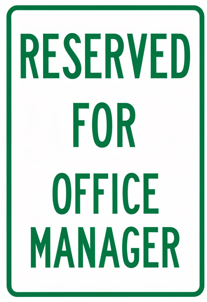 peiyeety Reserved for Office Manager Tin Sign 12x8 Inch, Green and White Metal Parking-Style Wall Decor Plaque for Office Door Desk Workspace Cubicle Business Gift
