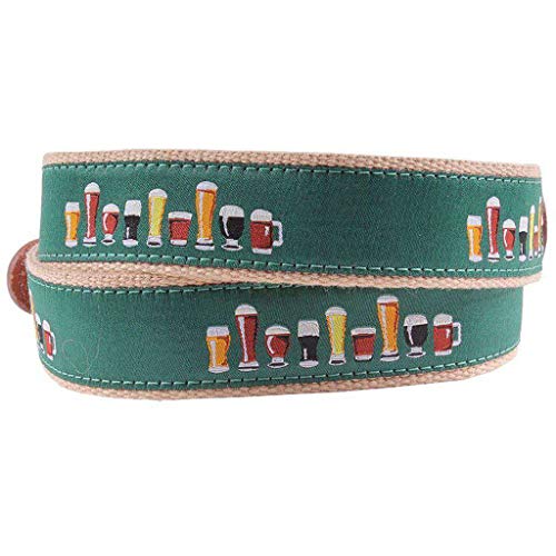 COUNTRY CLUB PREP Crafty Beer Leather Tab Belt in Green2