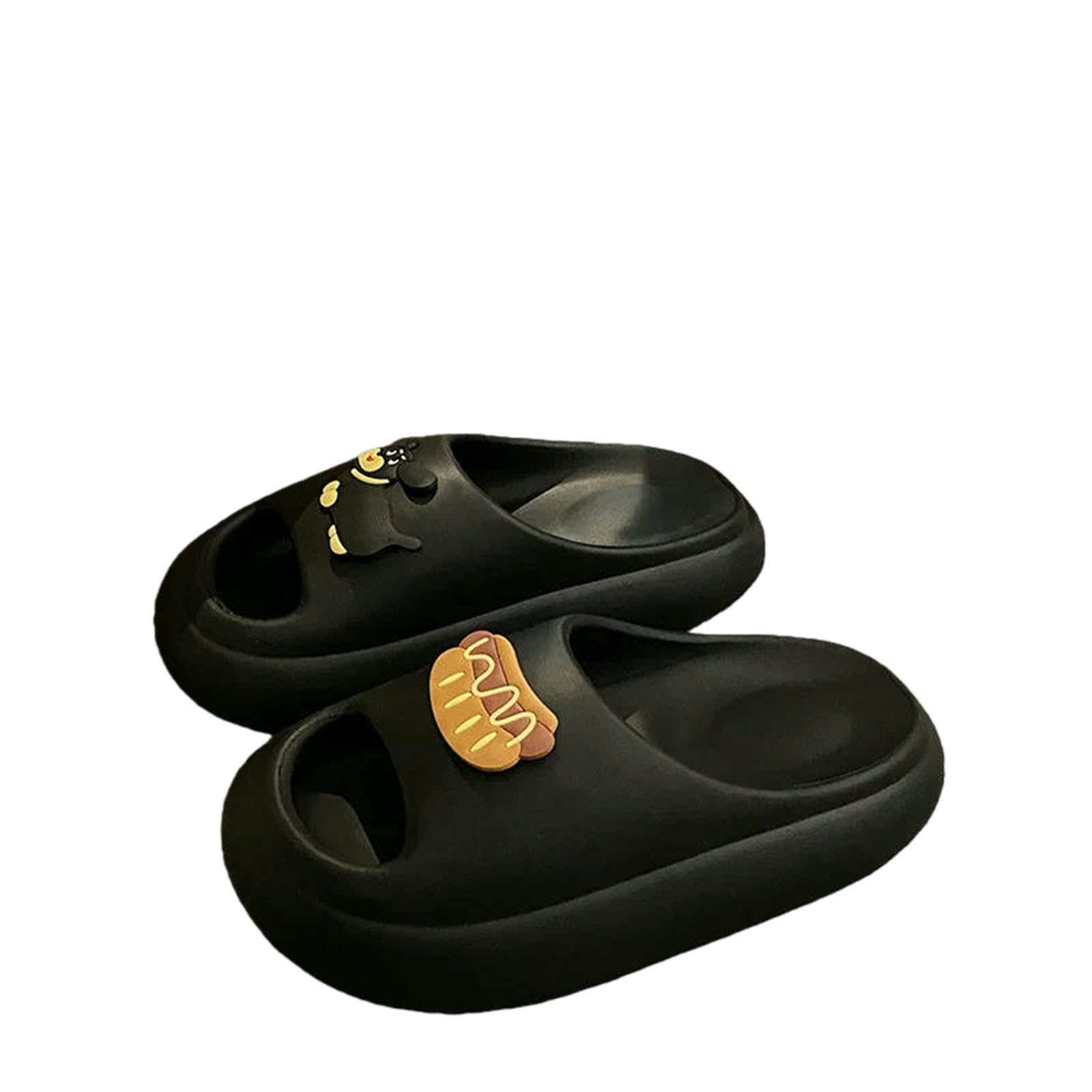 Gyios Summer Slippers Cute Eva 'cloud Comfort' - Unisex Slides, Anti-slip & Odor-proof Thick Sole Sandals For Home Beach-black-36-37