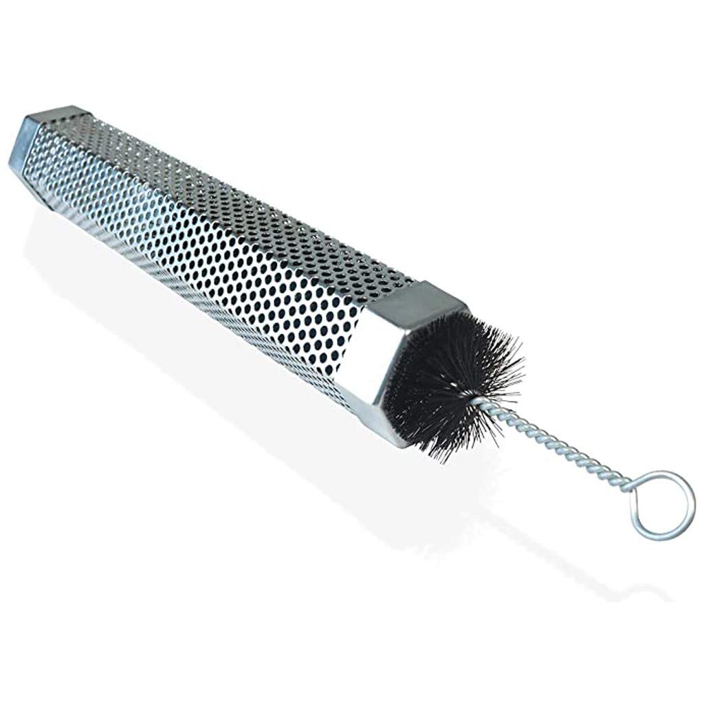 MEETOZ Tubo per affumicatore a pellet, in acciaio inox, 30,5 cm, per barbecue a pellet, per tutti i tipi di grill, elettrico, gas, carbone o affumicatore, ideale per affumicare formaggio, noci