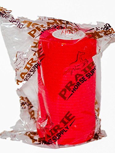 Image of Vet Wrap Tape (Red) (2 Pack) (4 Inch x 15 feet) Self Adhesive Adherent Adhering Cohesive Flex Self Stick Bandage Grip Roll Dog Cat Pet Horse