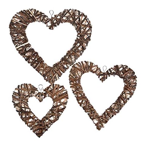 GIMOCOOL 3 Pieces Handmade Hanging Willow Hanging Heart Wreath Wicker Romantic Front Door Wreath Wreath Wedding Love Supplies Home Party Garden Decoration Cover