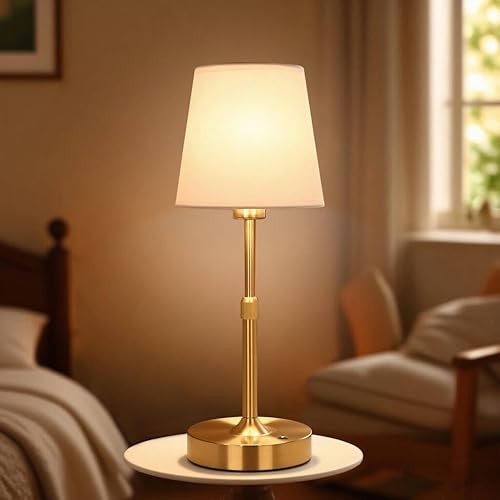 Miniatura 1 de Lámpara de mesa LED inalámbrica, portátil de 5200 mAh, lámpara de escritorio con batería recargable, lámpara de noche táctil con pantalla de tela,