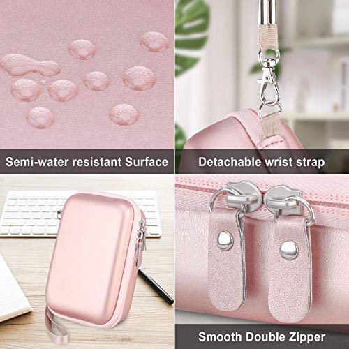 Canboc Hard Carrying Label Maker Case Replacement For Phomemo D30/ Phomemo D35/Memoking D30 Label Maker, Portable Thermal Bluetooth Label Printer Storage Bag, Mesh Bag Fit Label Paper Cable, Rose Gold #TOP3