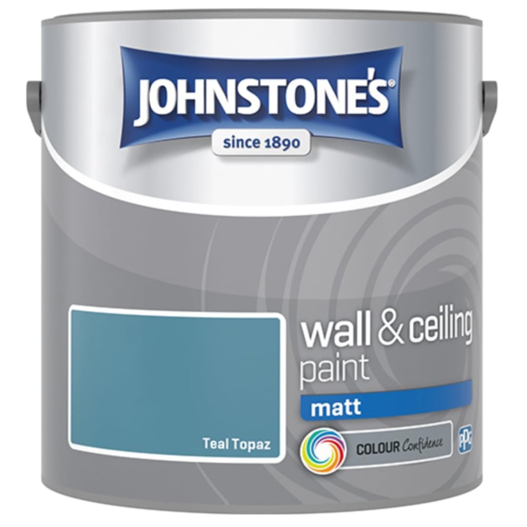 Teal Topaz Johnstone’s Wall & Ceiling Matt Paint 2.5L – Smooth Matt Finish, Excellent Coverage, Quick Dry, Low Odour Interior Paint for Walls & Ceilings