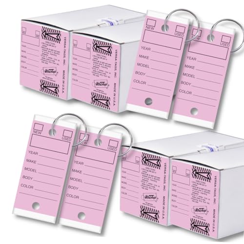 Image of Versa-Tags Liliac Self-Protecting Key Tags with Chrome-Plated Split Rings, 1000 Count Automotive Dealership Key Tags for Car Truck RV Inventory & Service Organization