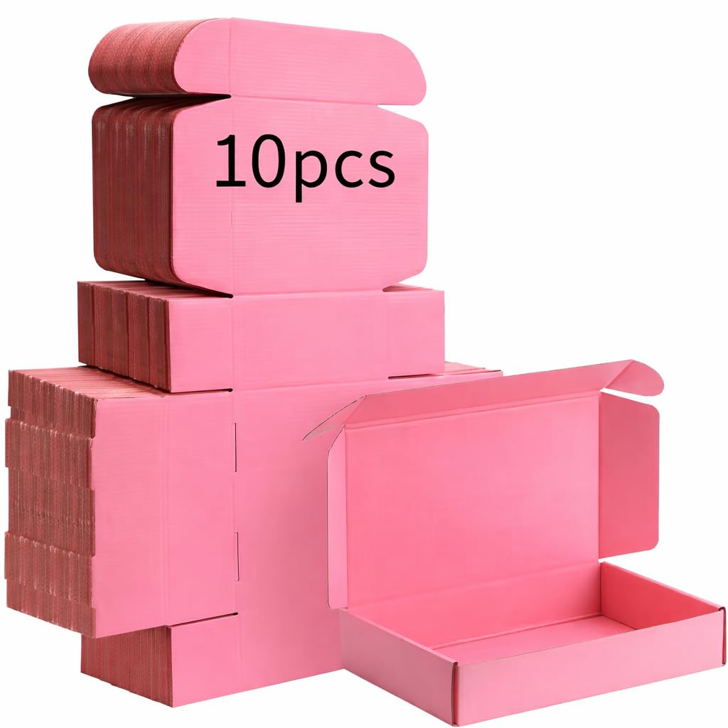 FORCEMAN Pink Small Cardboard Boxes for Posting, 15x10x4cm Postal Boxes Corrugated Cardboard Shipping Boxes, Small Parcel Postage Packaging Mailing Boxes for Business, Posting, Storing or Gift (10)