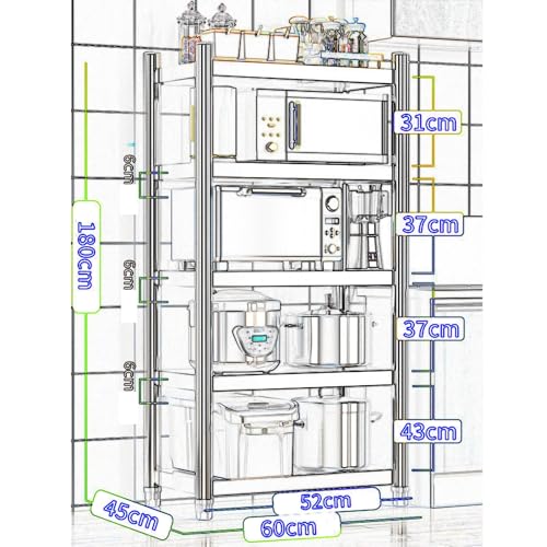 Scaffale regolabile a 5 ripiani in acciaio inox per casa, cucina, ufficio, ristorante e magazzino, soluzione resistente e versatile