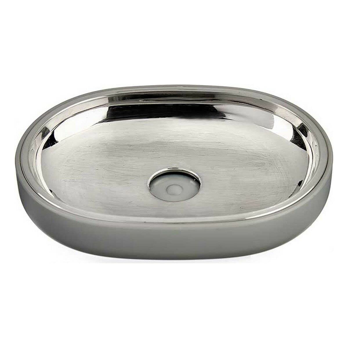 Porte-savon gris argenté en inox et plastique de 9,5x2,5x13 cm pour salle de bain