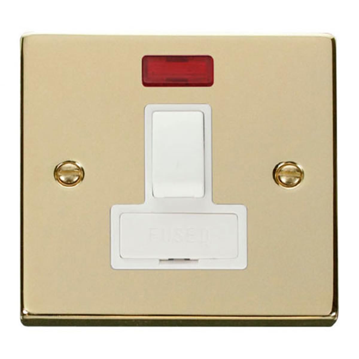 Click Polished Brass 13A Fused Connection Unit Switched With Neon
