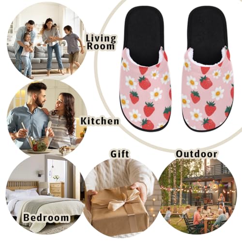 Strawberry Flower Pattern Soft Women Slippers Cozy House Shoes Lightweight Fuzzy Slippers Memory Foam Slippers for Women Indoor and Outdoor4