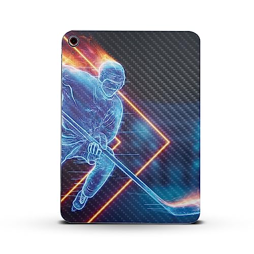 Image of MightySkins Carbon Fiber Skin Compatible with Apple iPad 10.9 inch 10th Gen (2022) Full Wrap Kit - Glow Hockey | Protective, Durable Textured Carbon Fiber Finish | Easy to Apply | Made in The USA