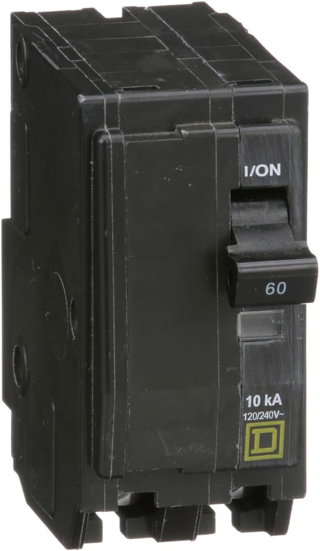 Square D by Schneider Electric Qwik Open 60 Amp Mini Circuit Breaker, 2 Pole, 120/240V AC, 10kA Breaking Capacity, Plug in Mount, Commercial and Residential Use, 5-Pack (QO260CP)