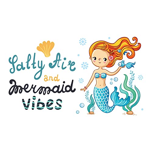 Adhesivo decorativo para pared, diseño de sirena, diseño de caballito de mar, concha de erizo, princesa, pez, estrella de mar, criaturas, reina, dulces sueños, unicornio, adorable sueño, vacaciones,