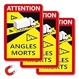3 PACK - Ein Аngles Мorts Aufkleber ist 17 cm breit und 25 cm hoch mit runden Ecken.