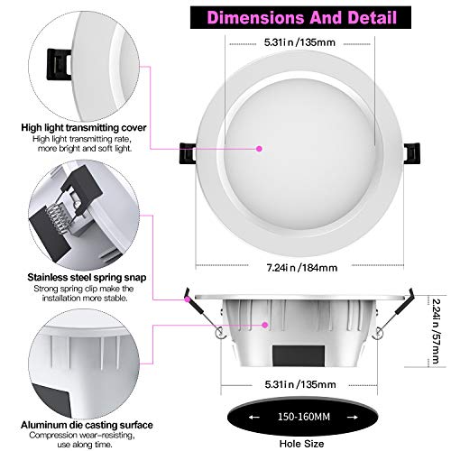 MagicLight Smart LED Recessed Downlight 6 Inch, App Control, Multicolor, Dimmable, 15W RGBCW WiFi & Bluetooth Retrofit… – תמונה 4