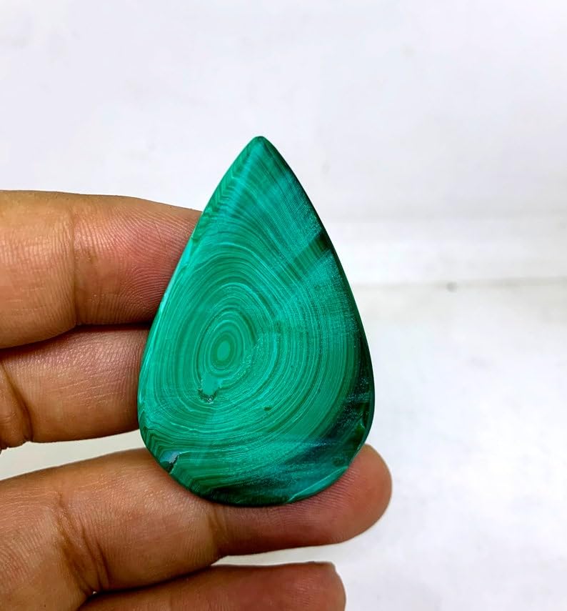 Malachite naturelle cabochon poire 49x30mm pierre gemme verte pour bricolage bijoux - 5