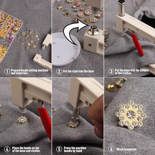 Machine de réglage de perles manuelle avec 5 tailles de rivets pour customisation - 7