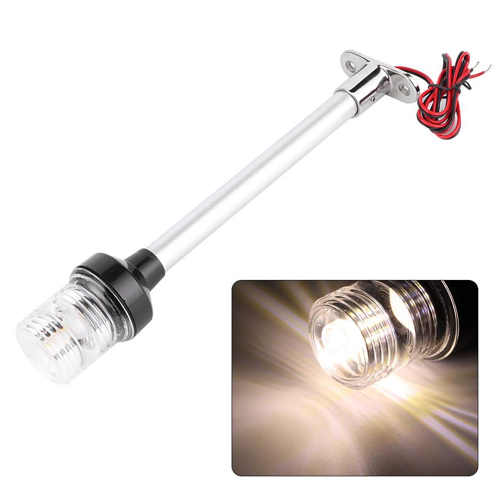 Luce di Segnalazione a Vela, DC12V-24V/5W Luce di Poppa per Barca Regolabile Bianca Luce di Ancoraggio a Tutto Tondo Lampada di Poppa di Ancoraggio IP66 Bianca