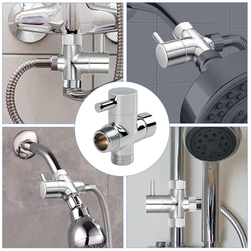 Image of HASTHIP 3 Way Shower Diverter Valve Plated Copper, G1 /2 Thread for Bathroom | Controls Water Routing, Supports Handheld Shower, Bidet or Sprayer, Plated Copper Body, Lever Operation